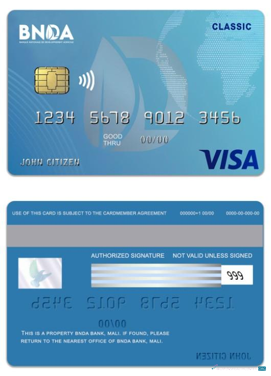 Download Mali BNDA Bank visa classic card Photoshop template
